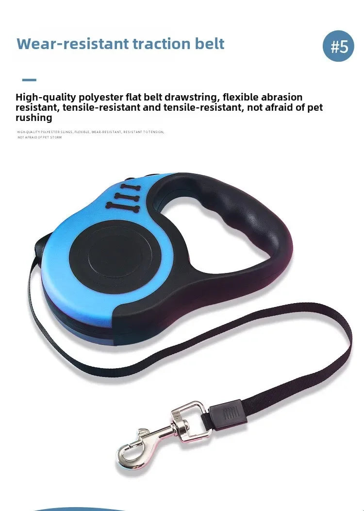 Retractable Nylon Dog Leash – 3M/5M Durable Automatic Lead